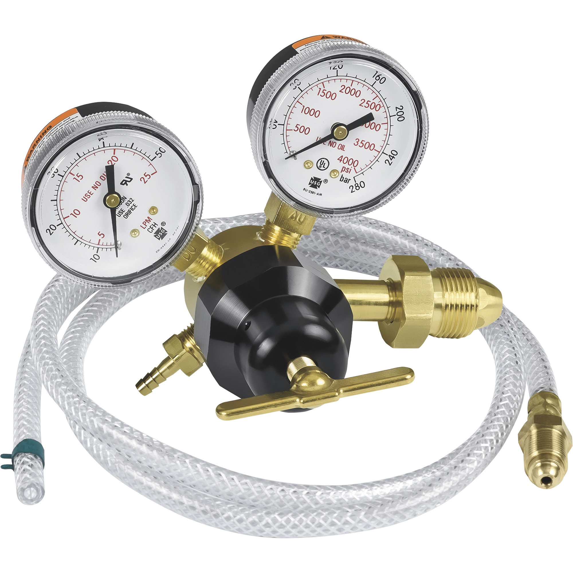 Hobart 10-50 SCFH Welding Flow Gauge Regulator, Medium-Duty, 3000 PSI, Model# 770971